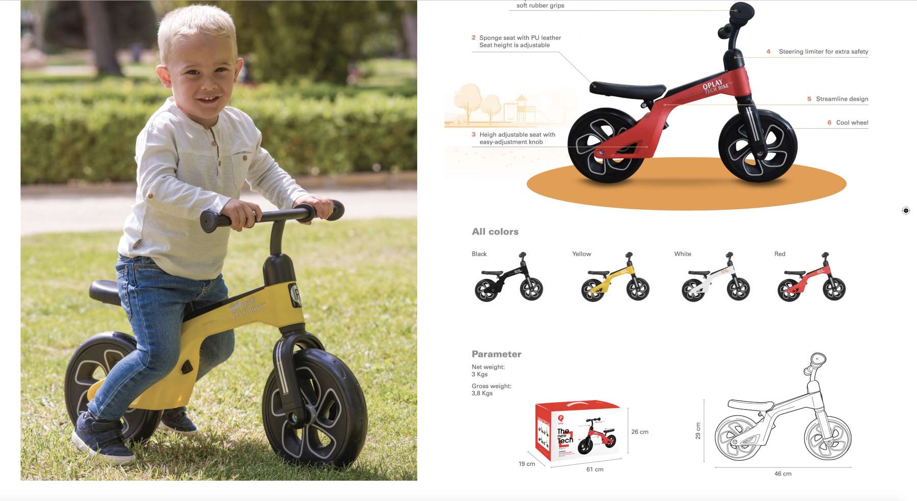 Bicicleta evolutiva QPlay Balance 10 pulgadas Negra - info