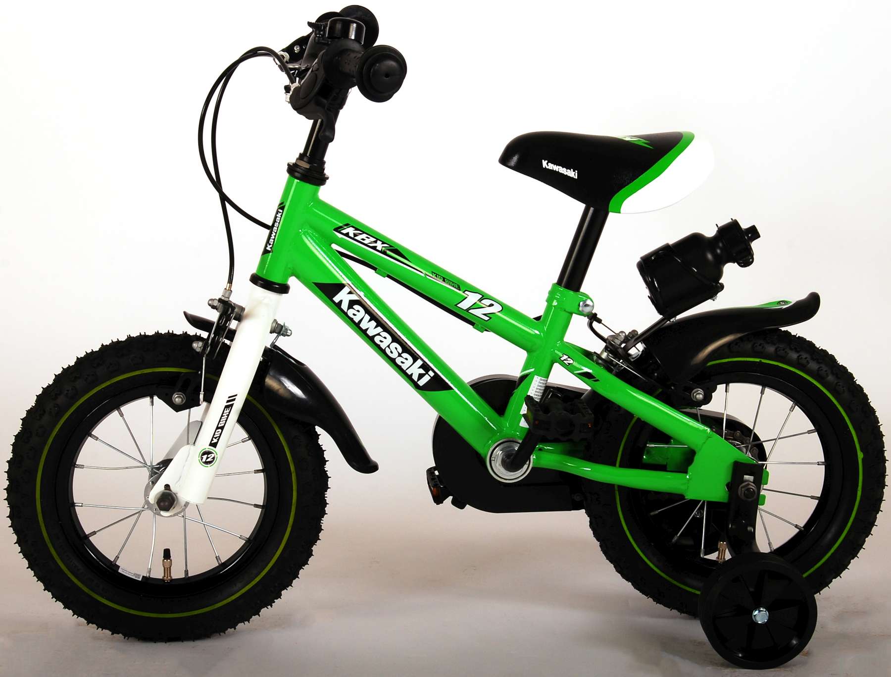 Bicicleta Kawasaki Verde 12 pulgadas lateral invertido