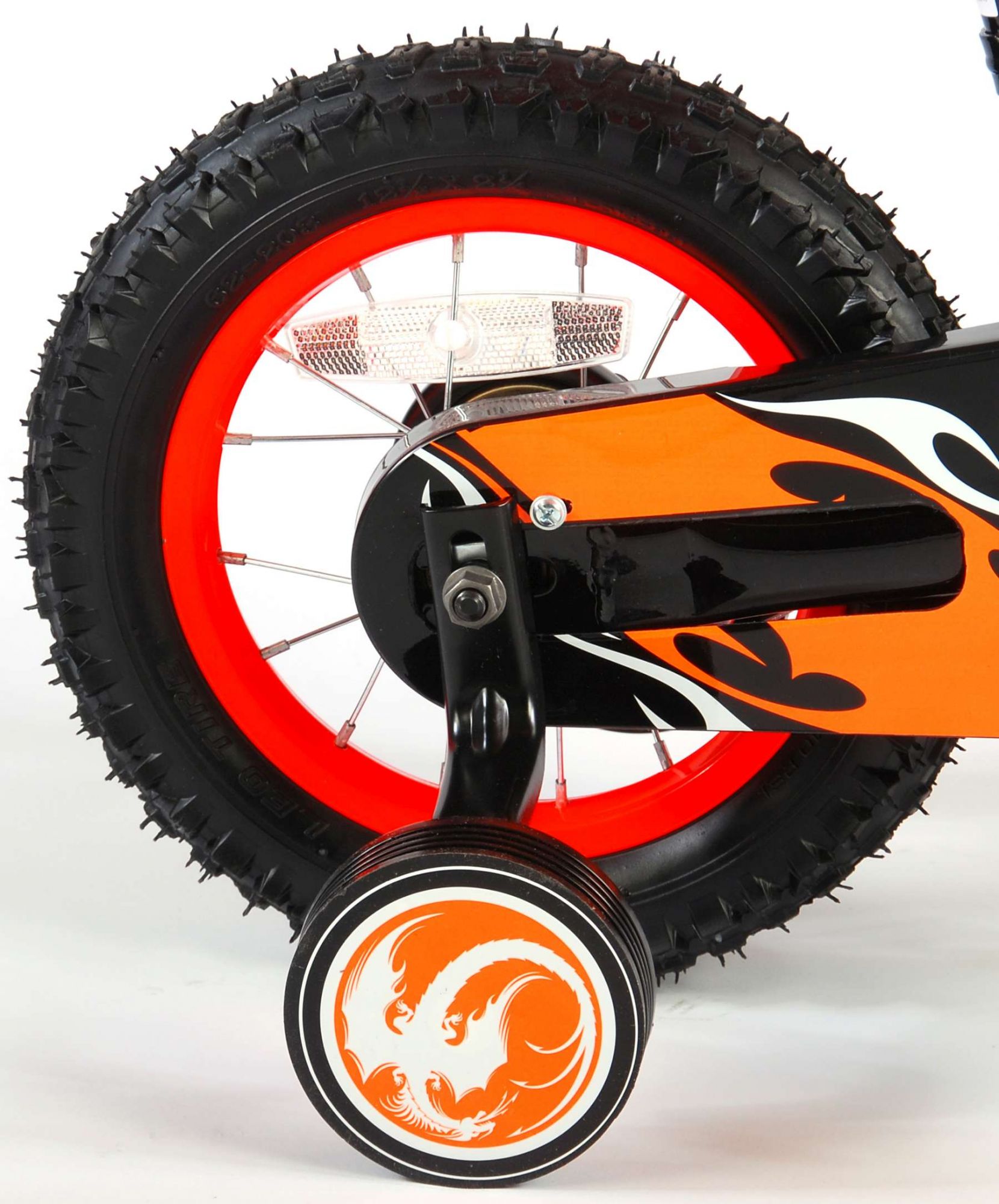 Bicicleta Motorbike de 12 pulgadas Naranja - rueda trasera