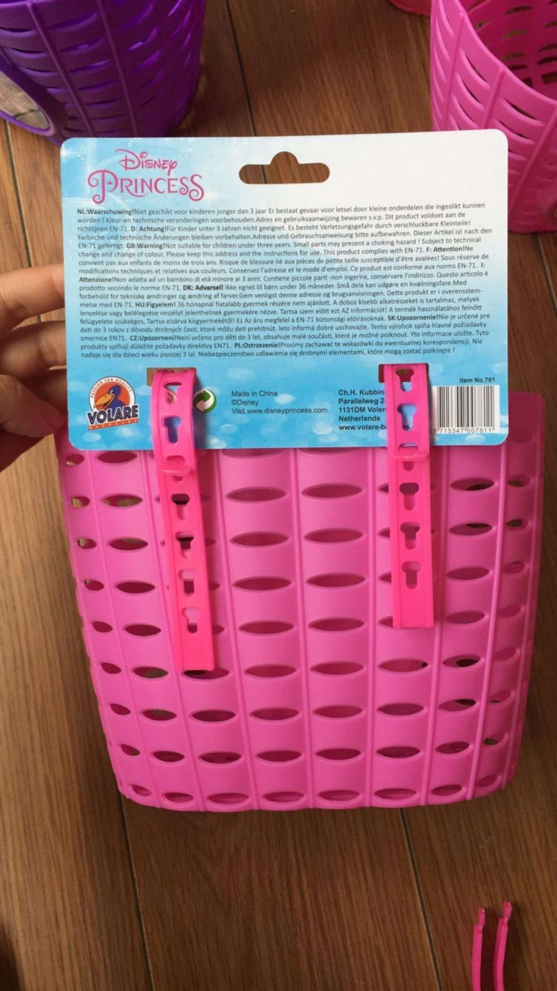 Cesta de bicicleta Disney Princess - vista trasera