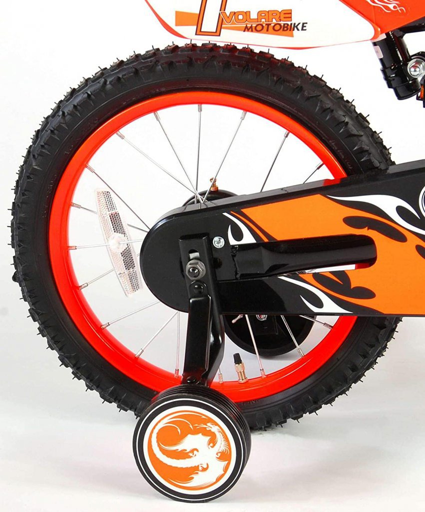 Bicicleta Motorbike de 16 pulgadas Naranja - rueda trasera