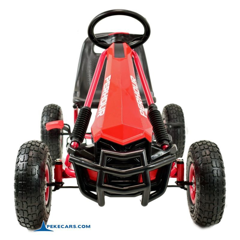 Kart a pedales para niños PERHOUR Rojo frontal